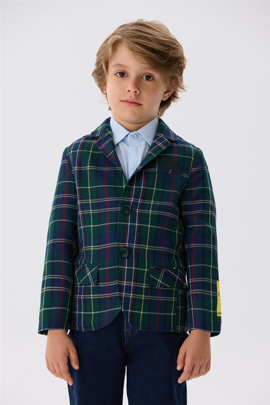 Nebbati Erkek Çocuk Ekose Blazer Ceket