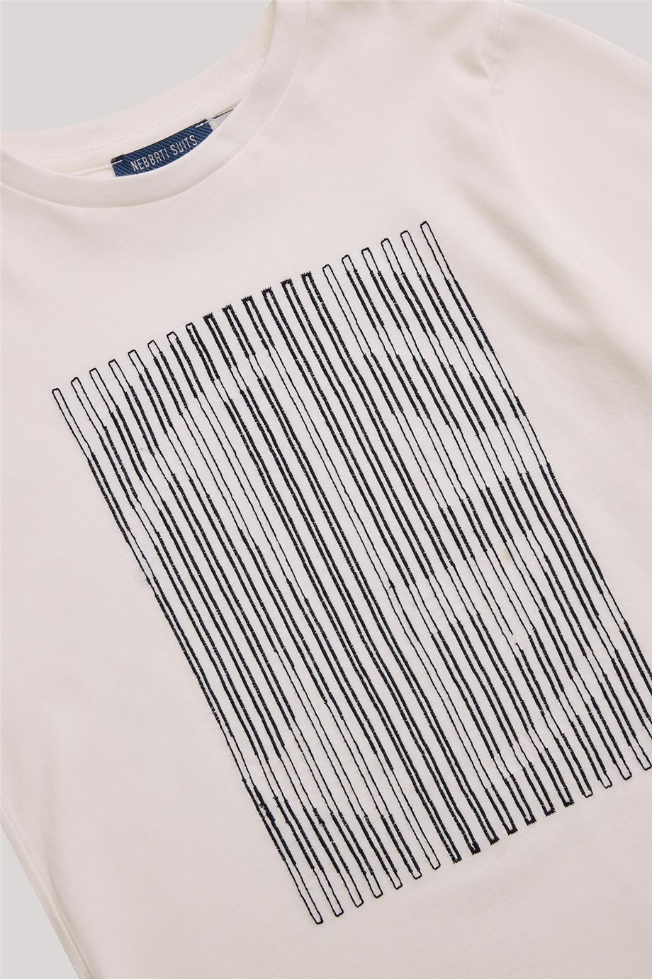 Nebbati Uzun Kollu Erkek Çocuk Ekru T-Shirt