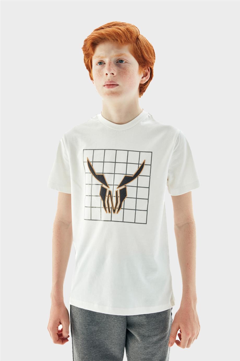 Nebbati Erkek Çocuk Ekru Kısa Kollu T-Shirt