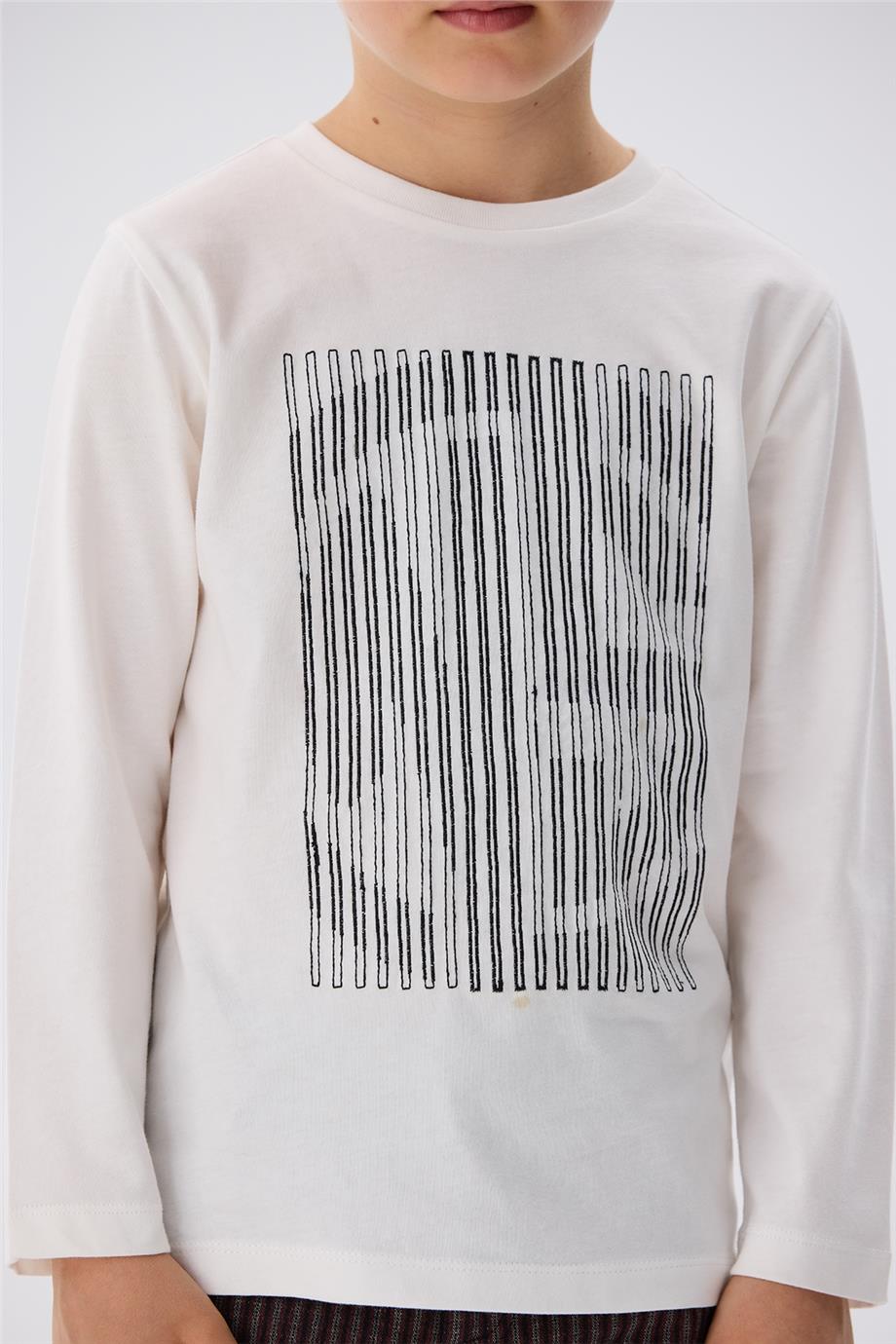 Nebbati Uzun Kollu Erkek Çocuk Ekru T-Shirt