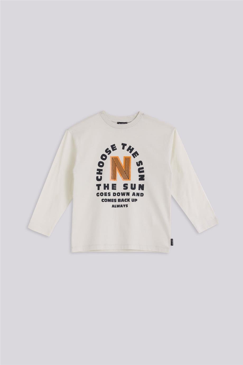 Nebbati Erkek Çocuk Uzun Kollu Ekru Tshirt