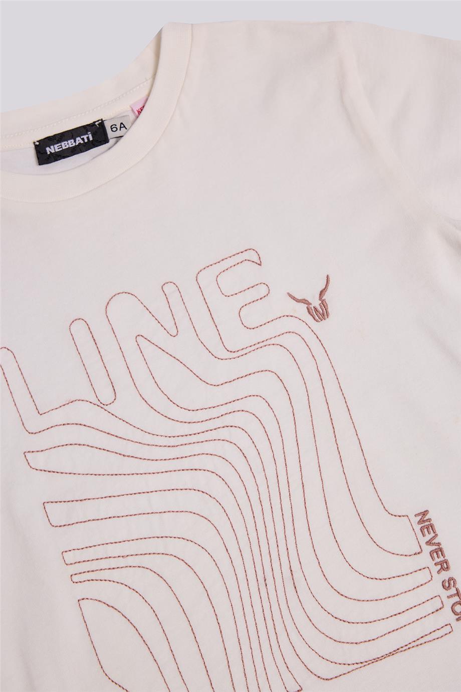 Nebbati Erkek Çocuk Line Ekru Tshirt