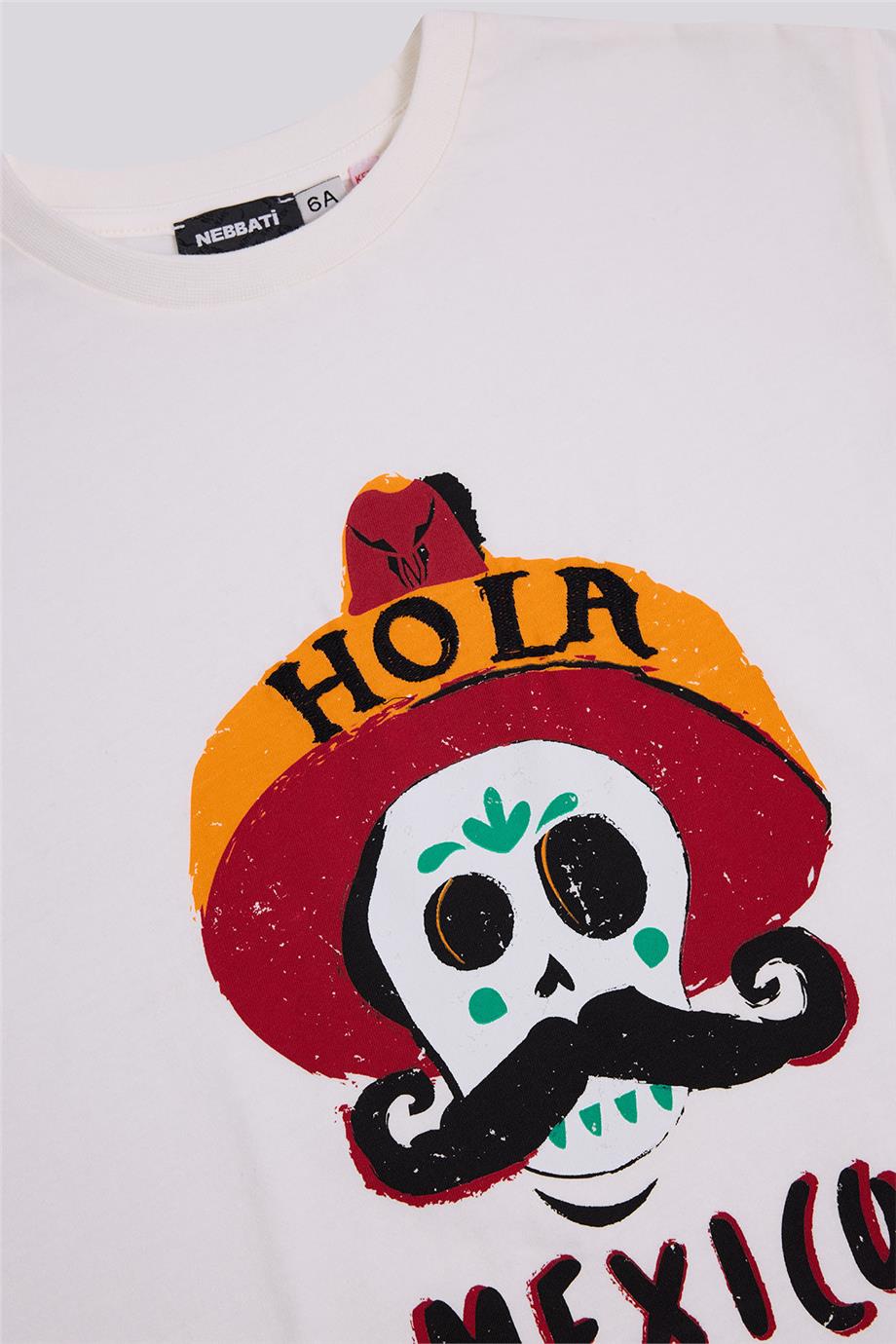Nebbati Erkek Çocuk Hola Mexico Ekru Tshirt