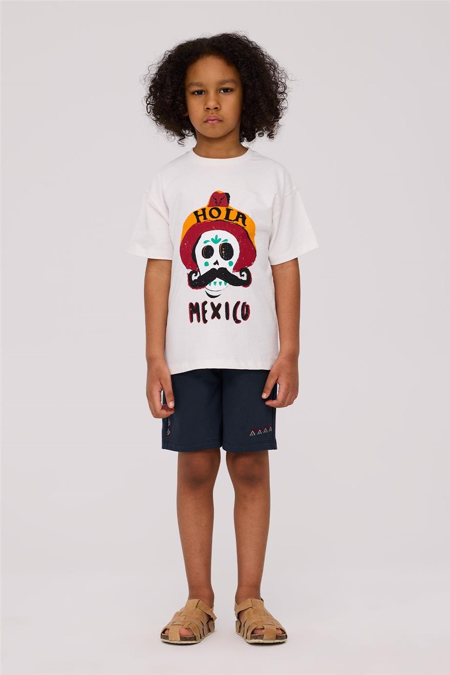 Nebbati Erkek Çocuk Hola Mexico Ekru Tshirt