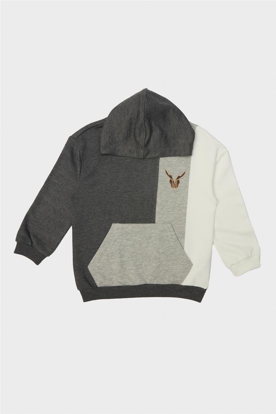 Nebbati Erkek Çocuk Gri Kapüşonlu Sweatshirt