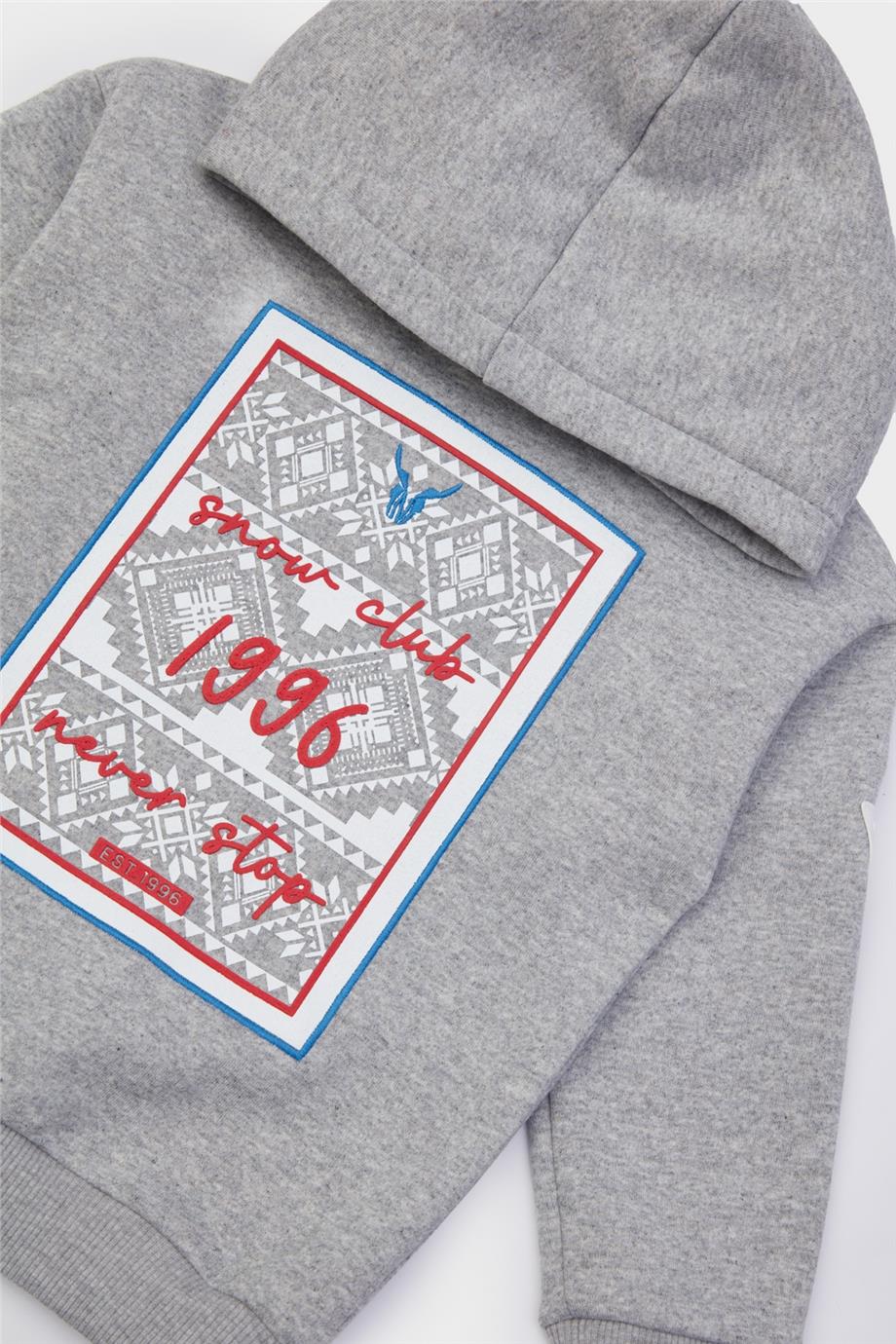 Nebbati Erkek Çocuk Kapüşonlu Gri Sweatshirt