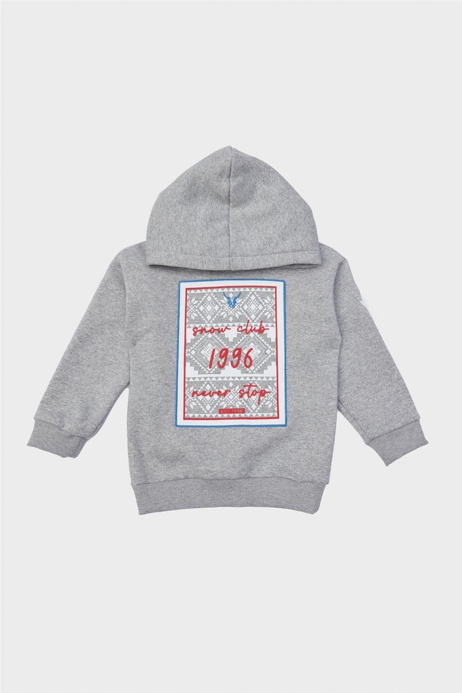 Nebbati Erkek Çocuk Kapüşonlu Gri Sweatshirt