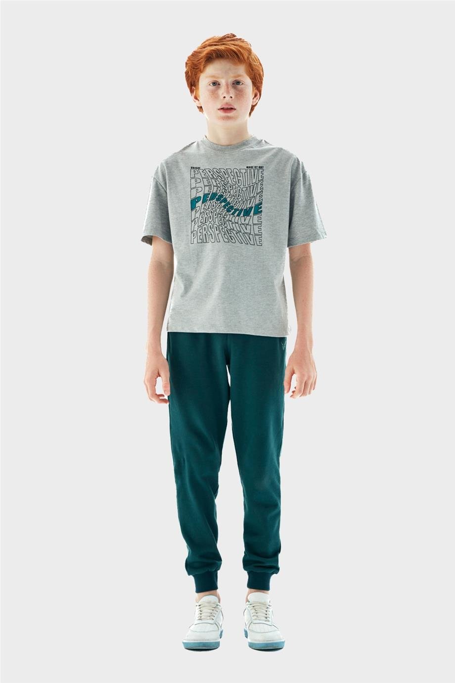 Nebbati Erkek Çocuk Perspective Gri T-Shirt