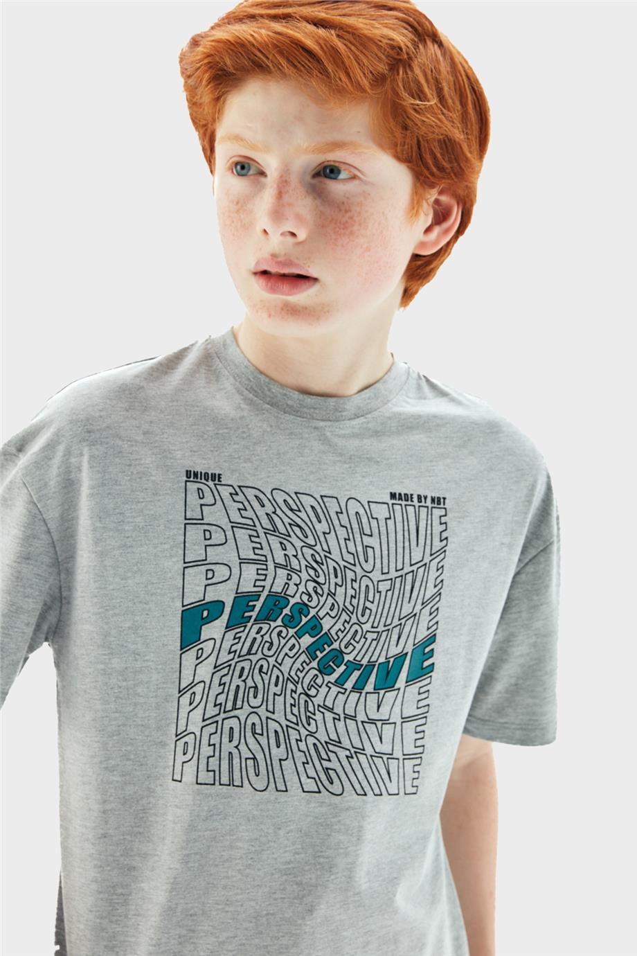 Nebbati Erkek Çocuk Perspective Gri T-Shirt