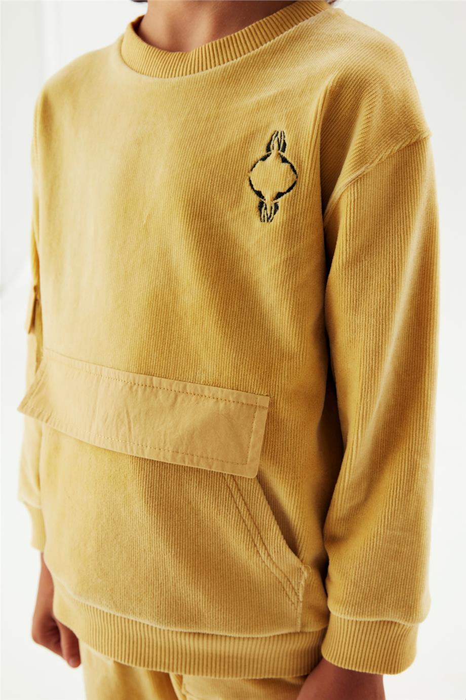Nebbati Erkek Çocuk Fitilli Hardal Sweatshirt