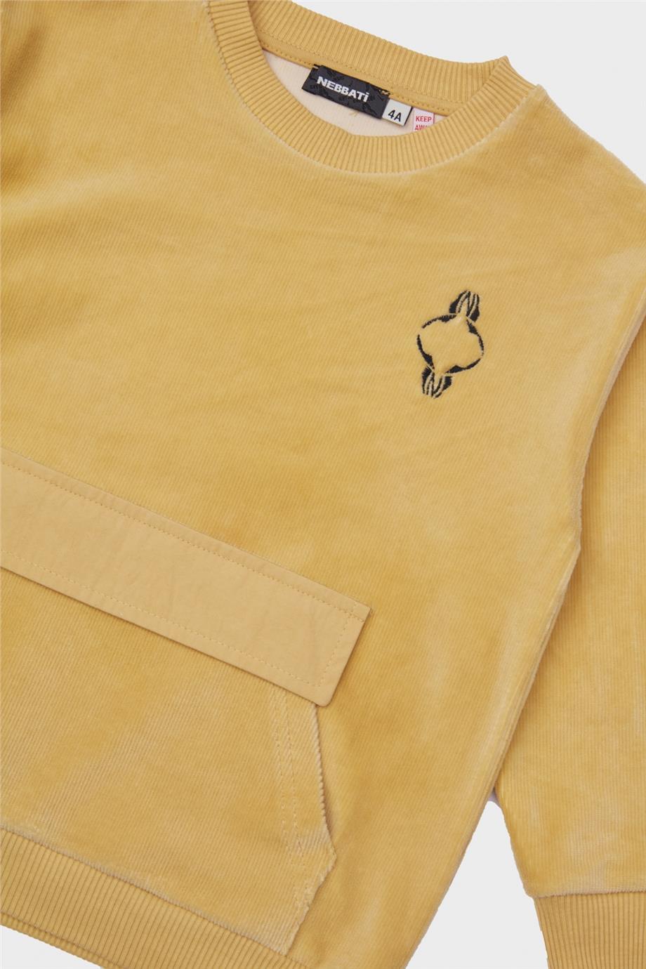 Nebbati Erkek Çocuk Fitilli Hardal Sweatshirt
