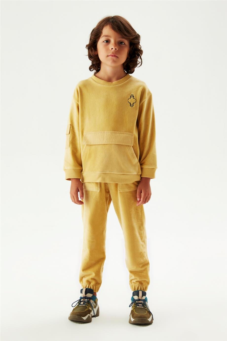 Nebbati Erkek Çocuk Fitilli Hardal Sweatshirt