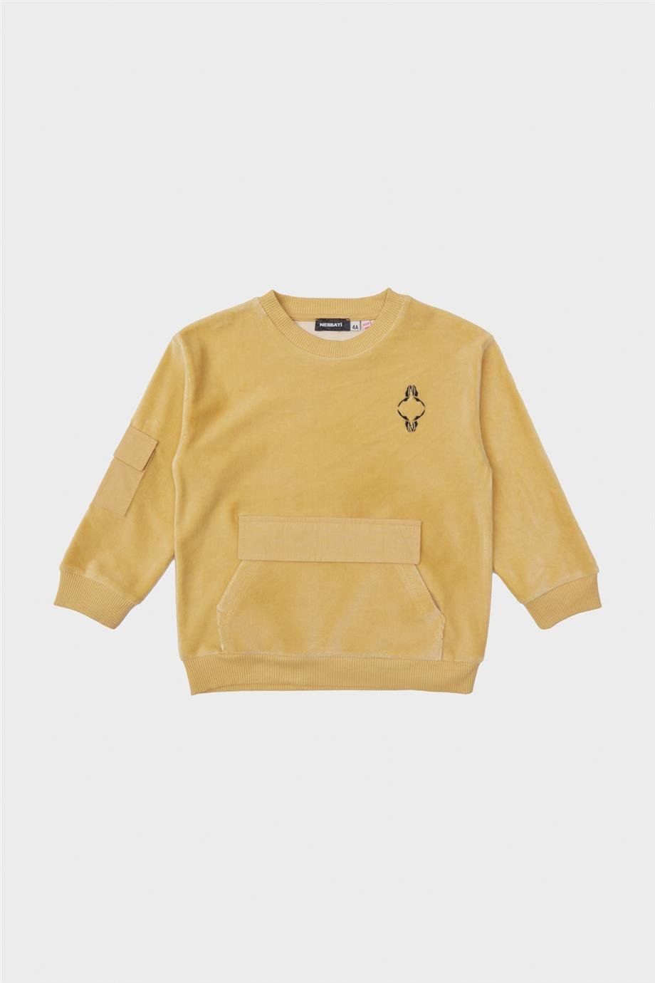 Nebbati Erkek Çocuk Fitilli Hardal Sweatshirt