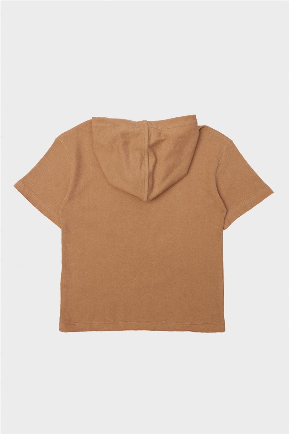 Nebbati Erkek Çocuk Kahve Kapüşonlu  T-Shirt