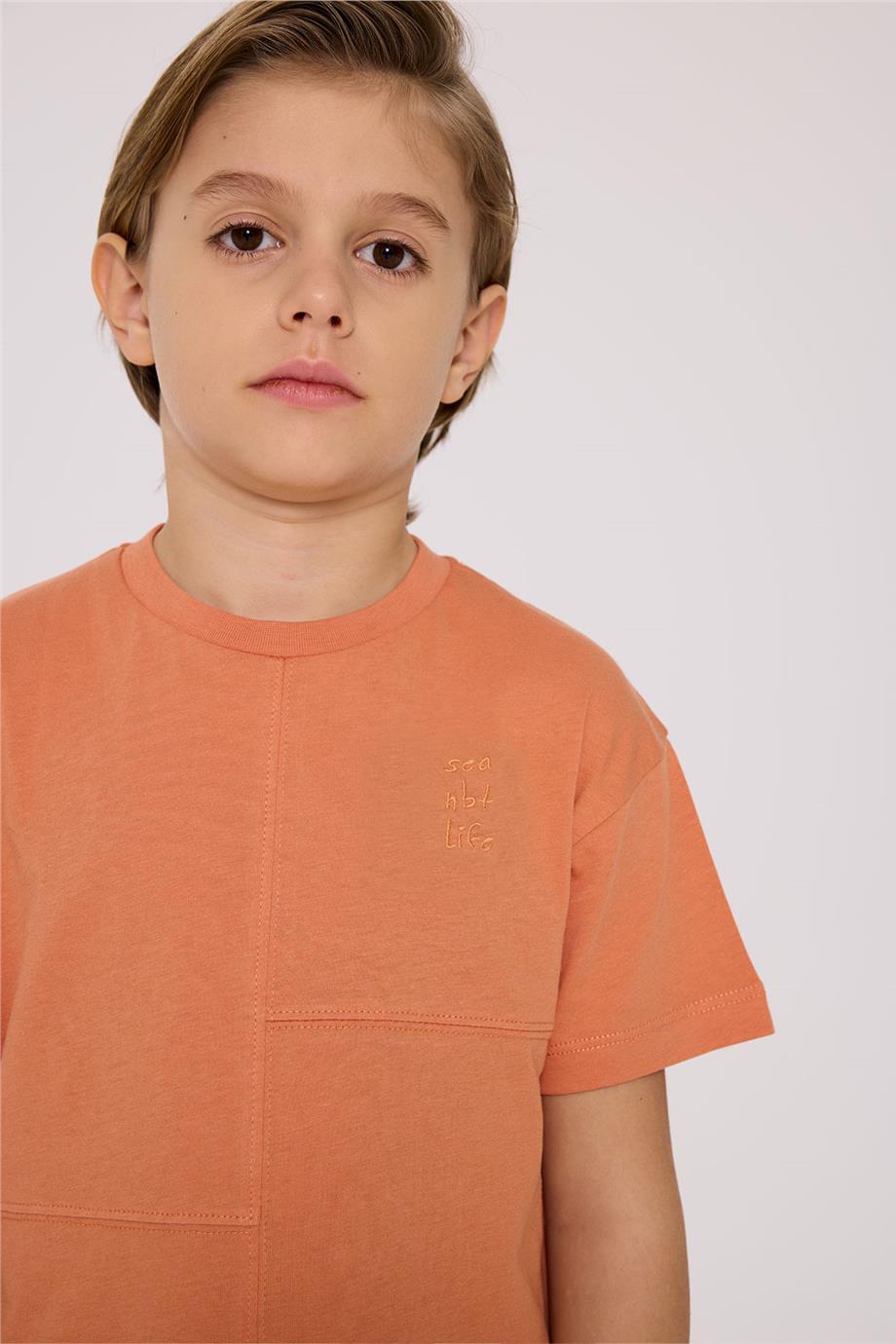 Nebbati Erkek Çocuk Kiremit Pamuk Kısa Kollu Tshirt