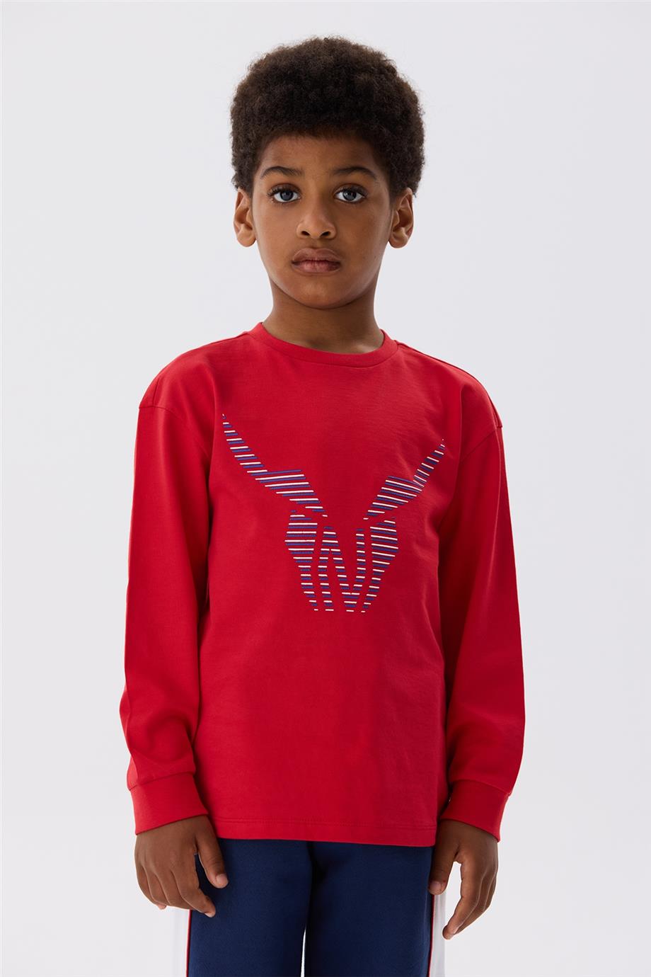 Nebbati Erkek Çocuk Uzun Kollu Kırmızı T-Shirt