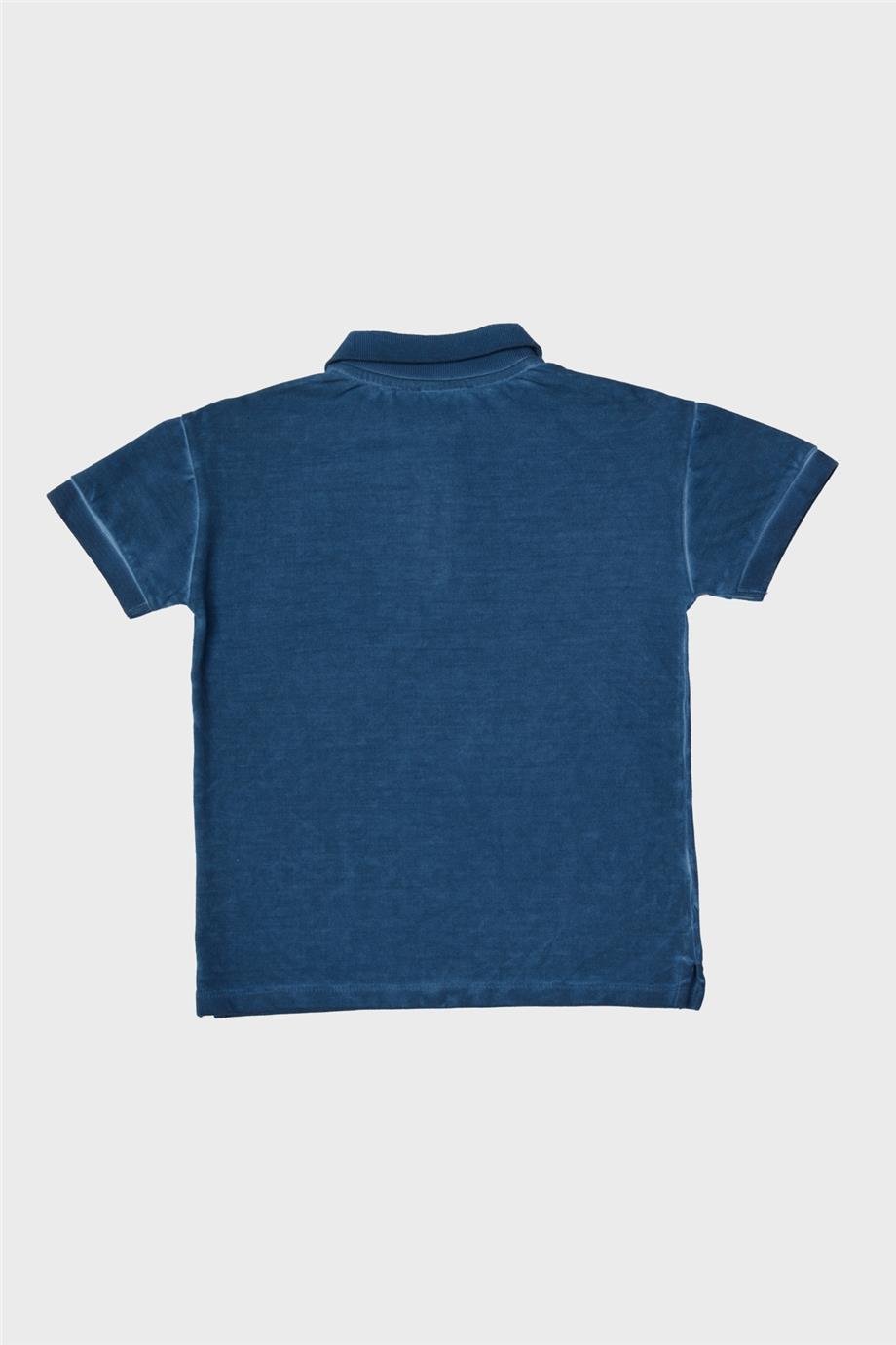 Nebbati Erkek Çocuk Lacivert Kısa Kollu Yakalı T-Shirt