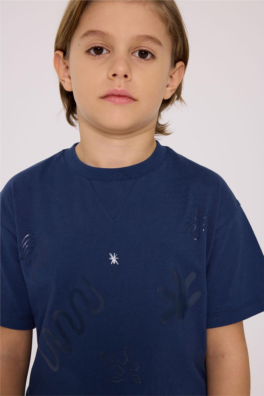 Nebbati Erkek Çocuk Lacivert Kısa Kollu Tshirt