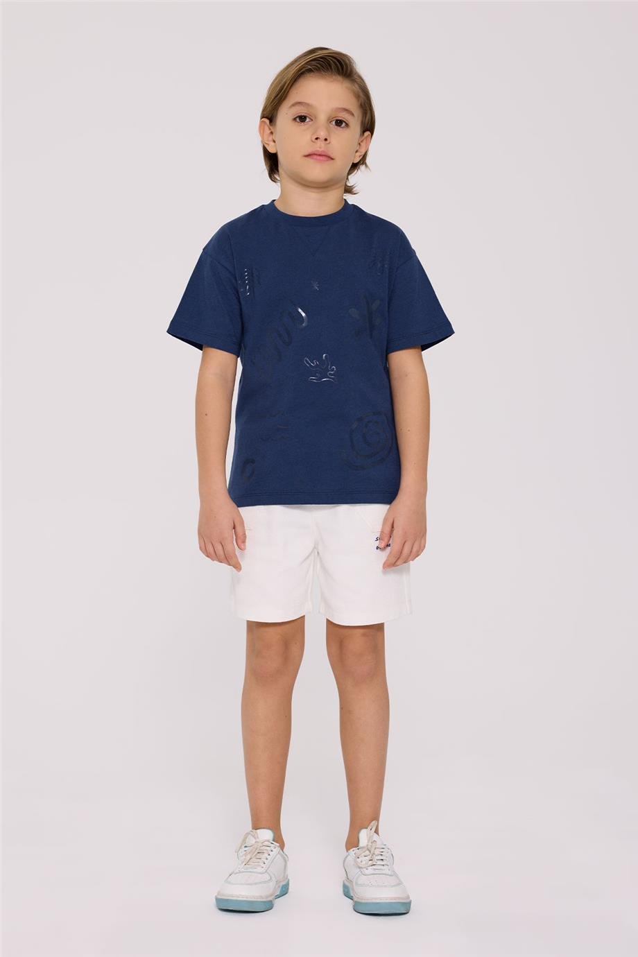 Nebbati Erkek Çocuk Lacivert Kısa Kollu Tshirt