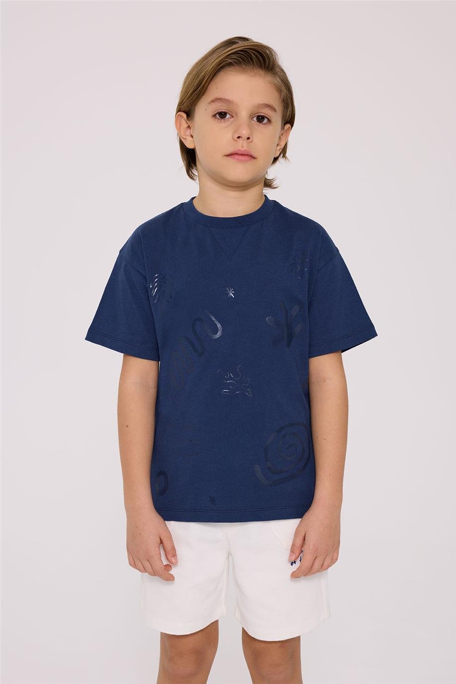 Nebbati Erkek Çocuk Lacivert Kısa Kollu Tshirt