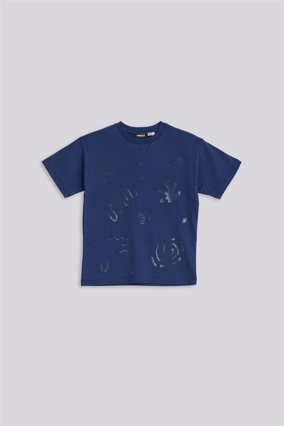 Nebbati Erkek Çocuk Lacivert Kısa Kollu Tshirt