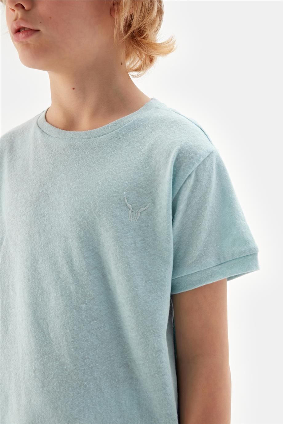 Nebbati Erkek Çocuk Mavi Kısa Kollu Pamuk Tshirt