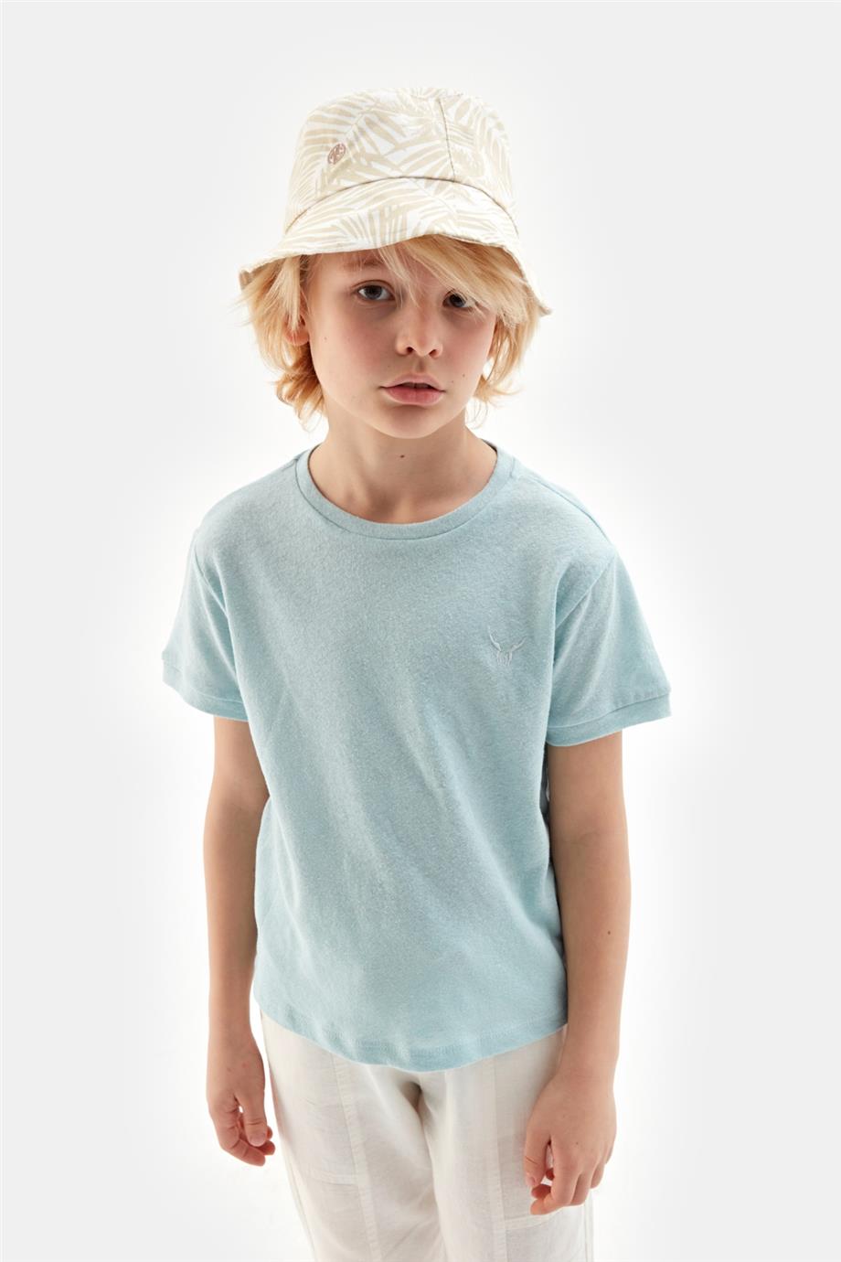 Nebbati Erkek Çocuk Mavi Kısa Kollu Pamuk Tshirt