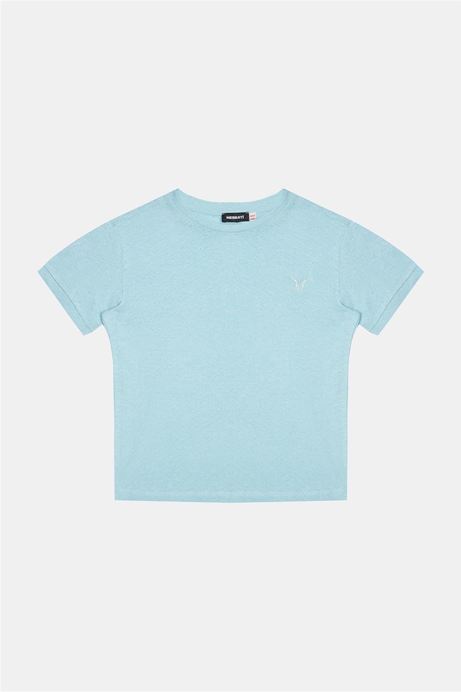 Nebbati Erkek Çocuk Mavi Kısa Kollu Pamuk Tshirt