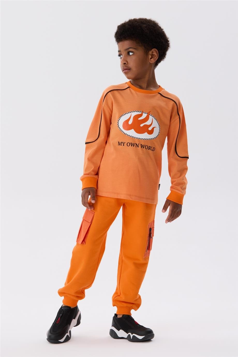 Nebbati Erkek Çocuk Turuncu Uzun Kollu Sweatshirt