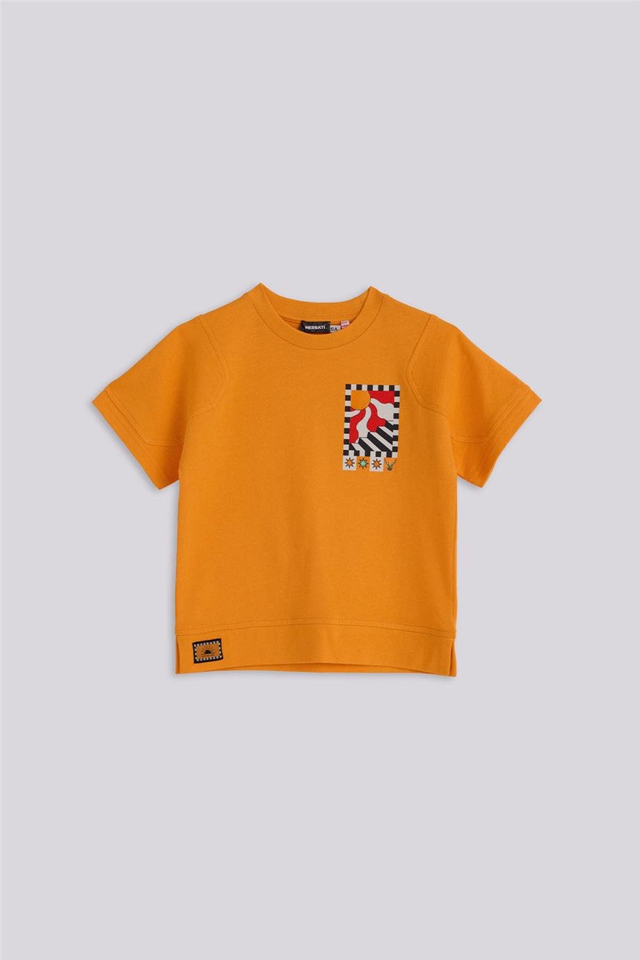 Nebbati Erkek Çocuk Turuncu Baskılı Tshirt