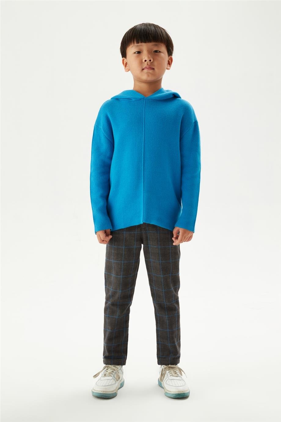 Nebbati Erkek Çocuk Saks Kapüşonlu Pamuk Sweatshirt