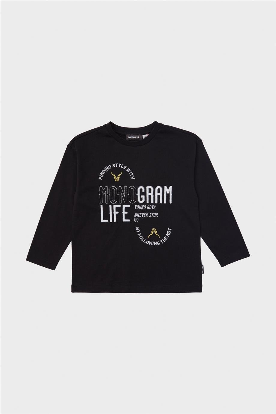 Nebbati Erkek Çocuk Uzun Kollu Siyah T-Shirt