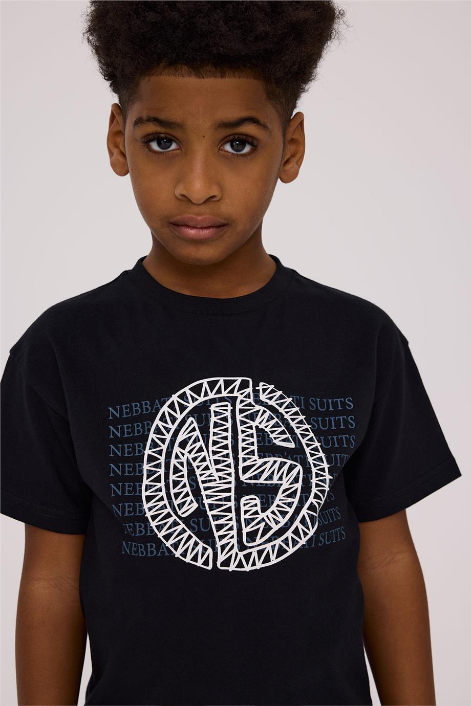 Nebbati Erkek Çocuk Kısa Kollu Siyah Tshirt