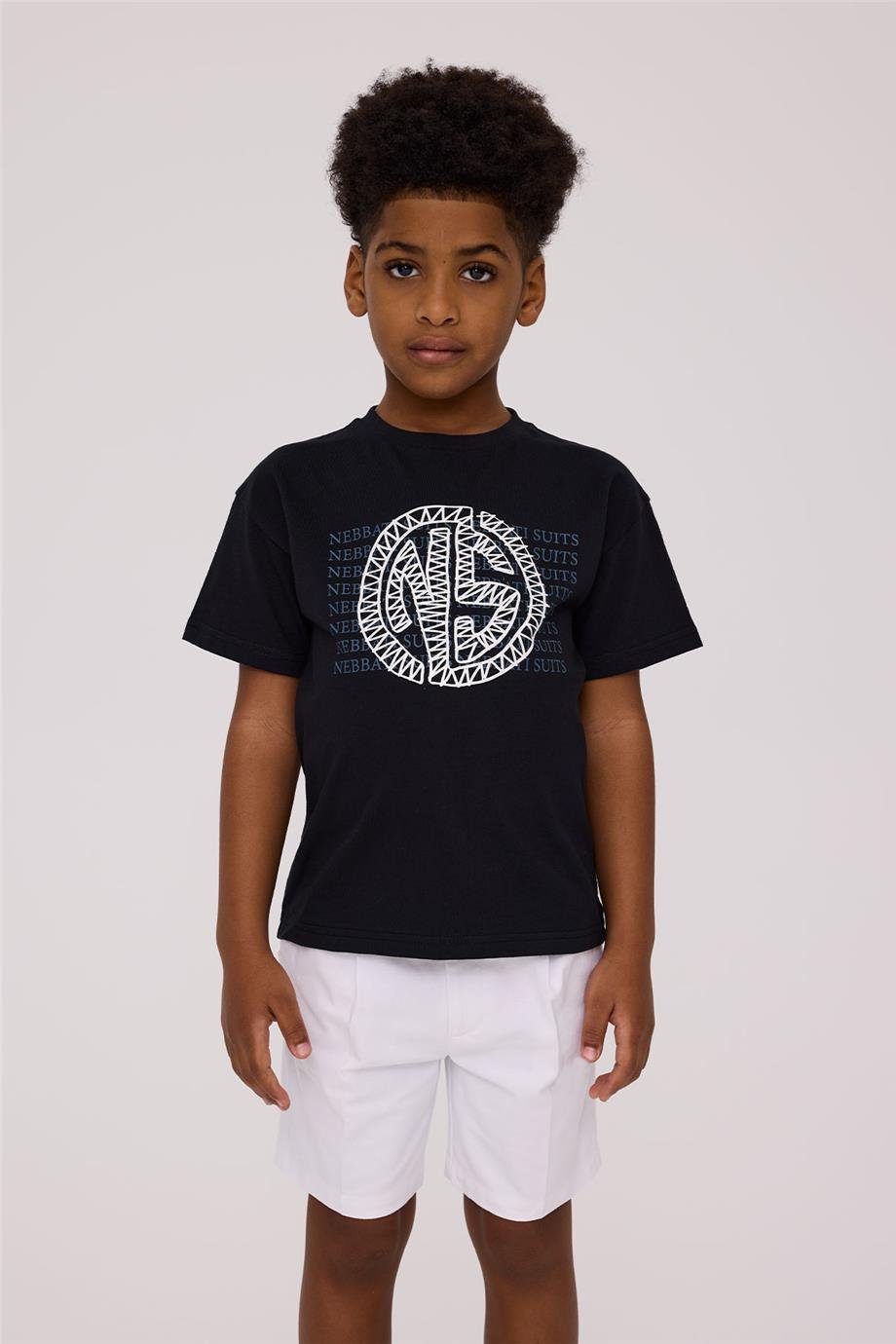 Nebbati Erkek Çocuk Kısa Kollu Siyah Tshirt