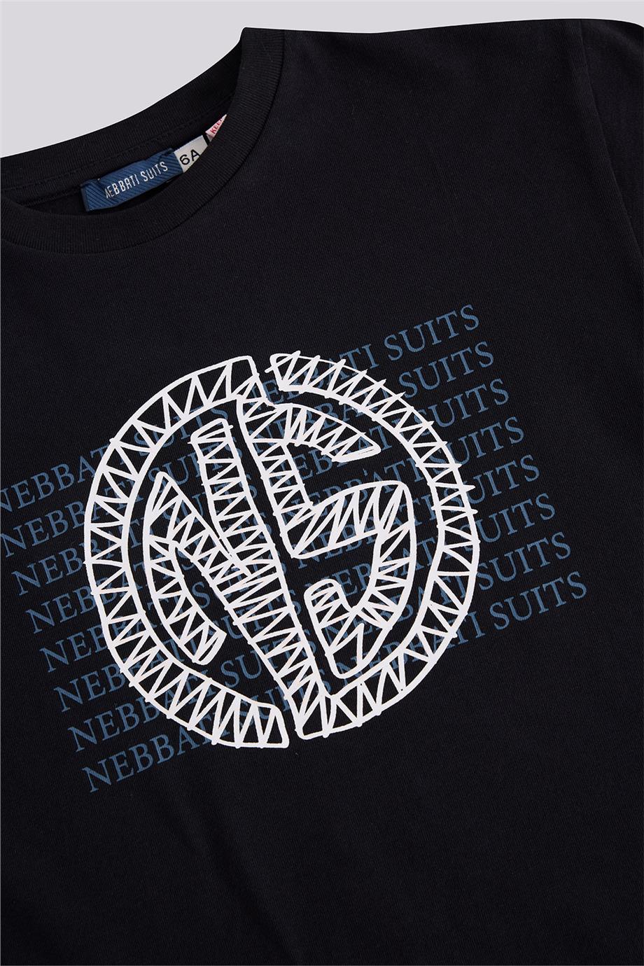 Nebbati Erkek Çocuk Kısa Kollu Siyah Tshirt