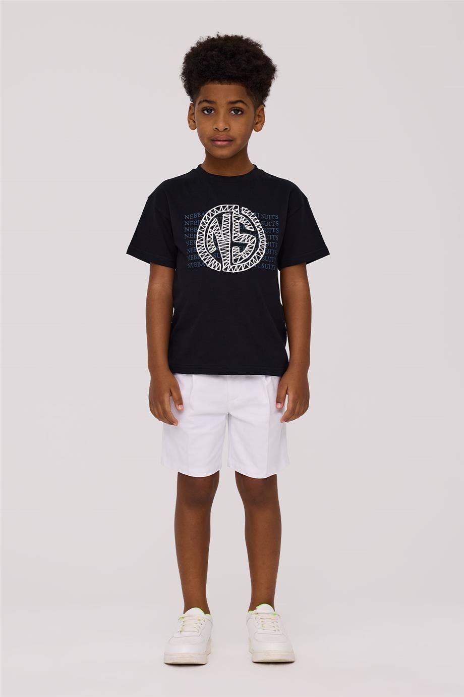 Nebbati Erkek Çocuk Kısa Kollu Siyah Tshirt