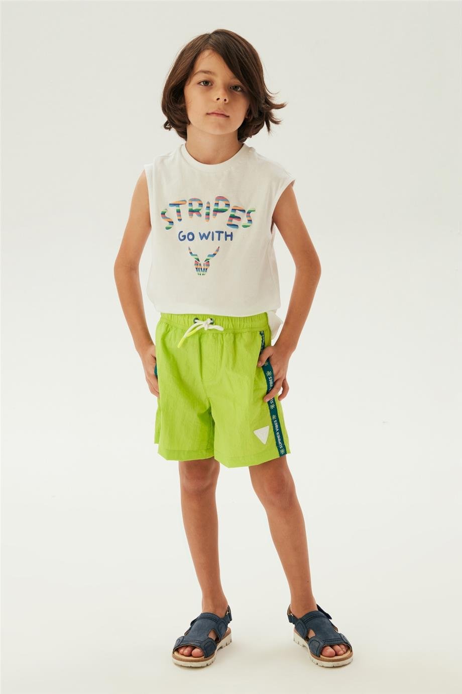 Nebbati Erkek Çocuk Summer Vibes Yeşil Şort