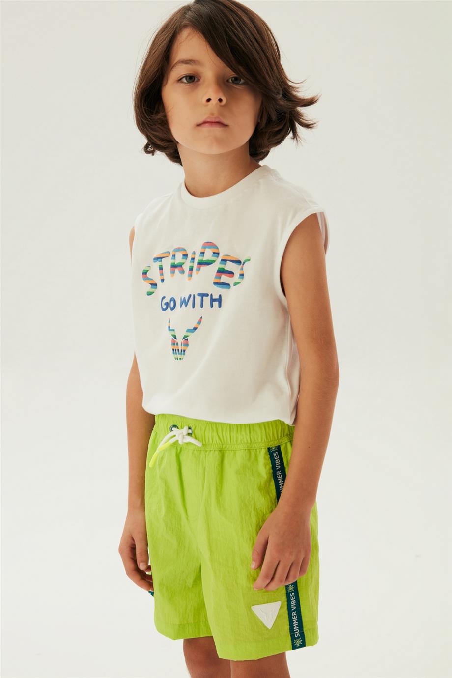 Nebbati Erkek Çocuk Summer Vibes Yeşil Şort