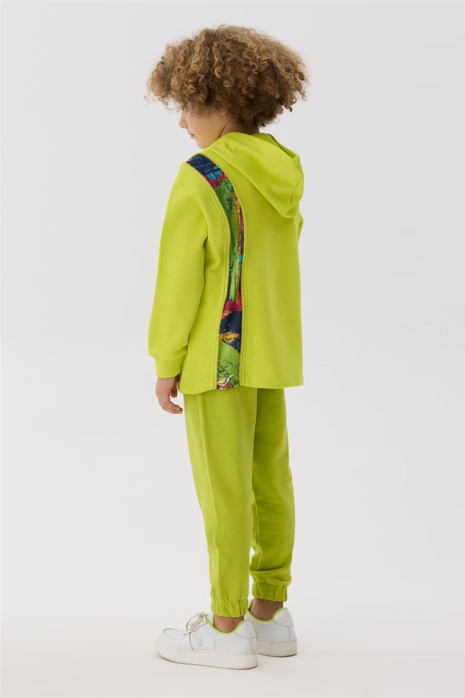 Nebbati Erkek Çocuk Fermuar Detaylı Yeşil Sweatshirt