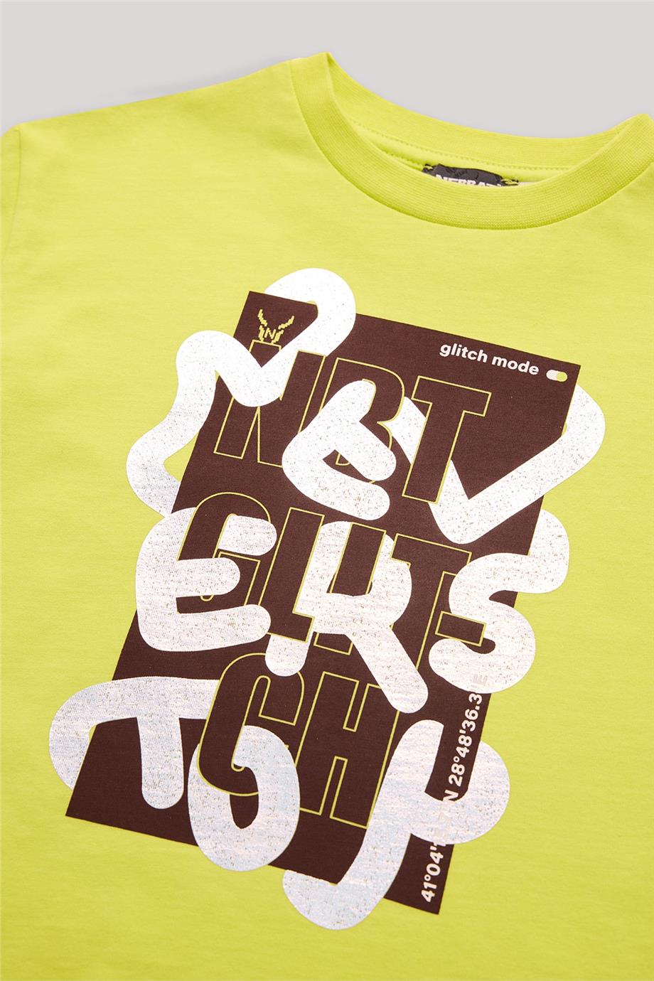 Nebbati Erkek Çocuk Yeşil Kısa Kollu Pamuk T-Shirt