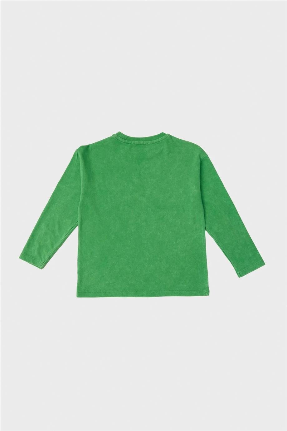 Nebbati Erkek Çocuk Yeşil Uzun Kollu T-Shirt