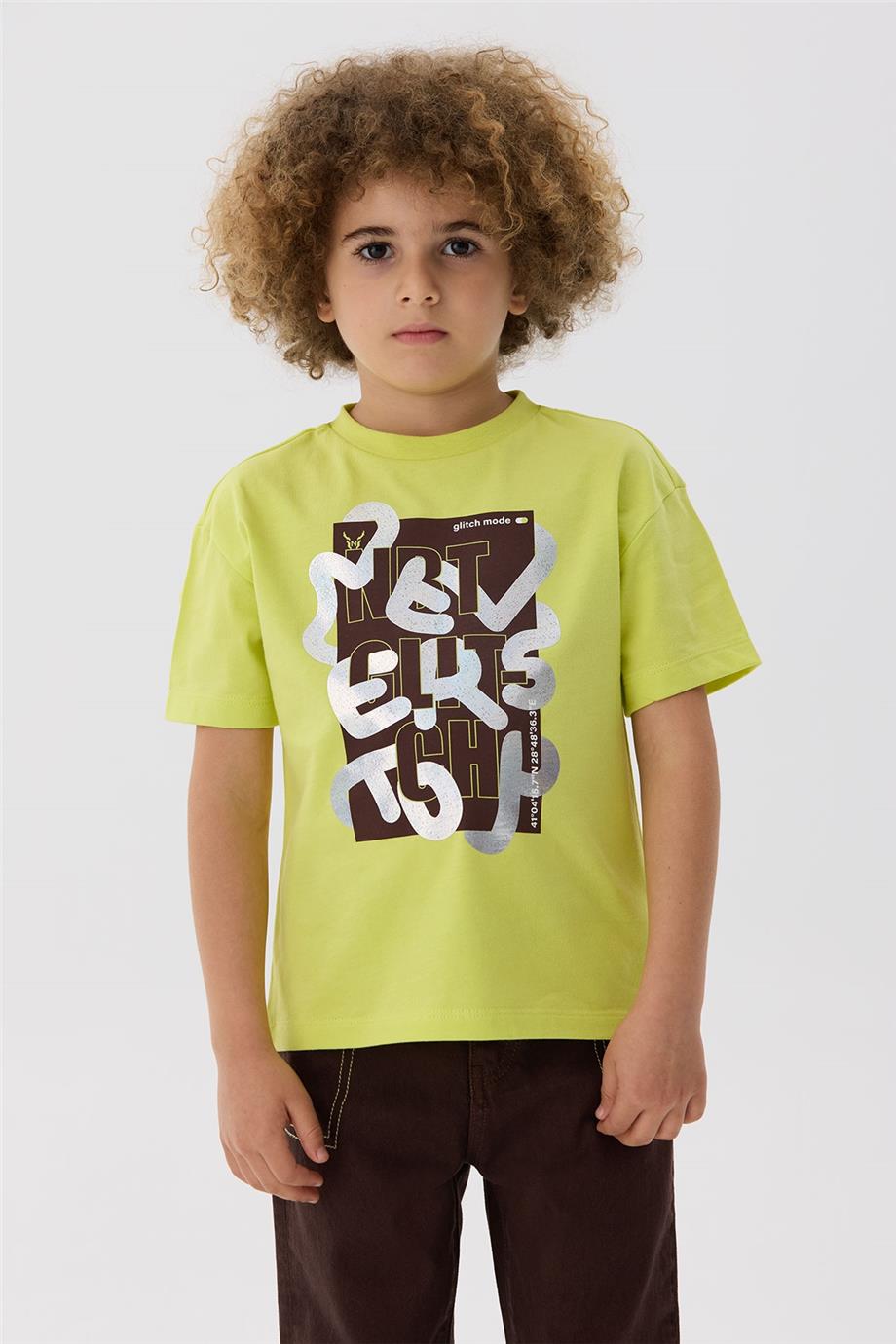 Nebbati Erkek Çocuk Yeşil Kısa Kollu Pamuk T-Shirt