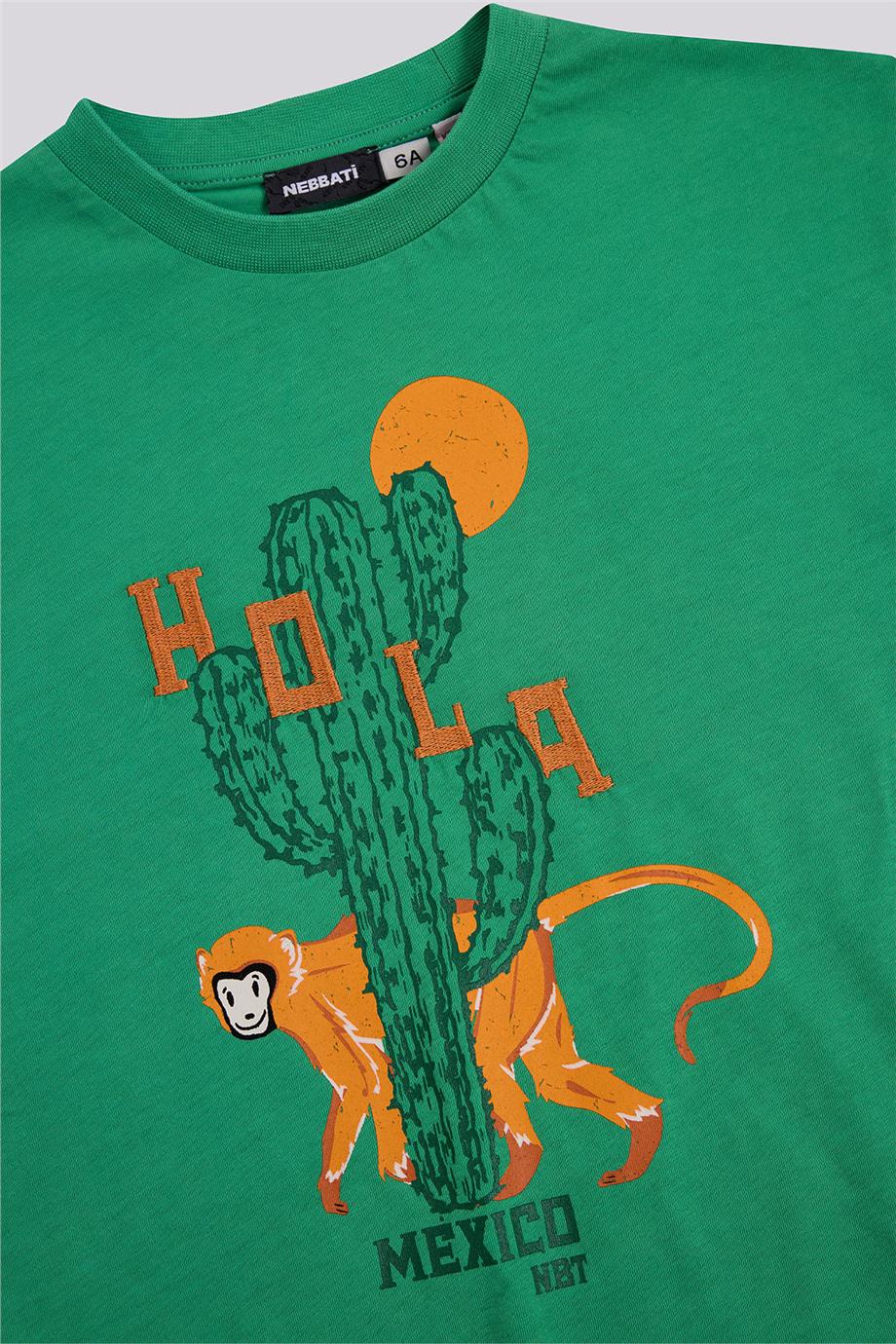 Nebbati Erkek Çocuk Hola Mexico Yeşil Tshirt