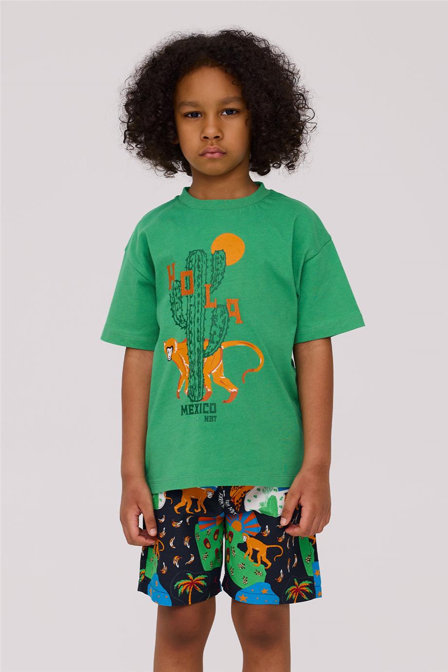 Nebbati Erkek Çocuk Hola Mexico Yeşil Tshirt