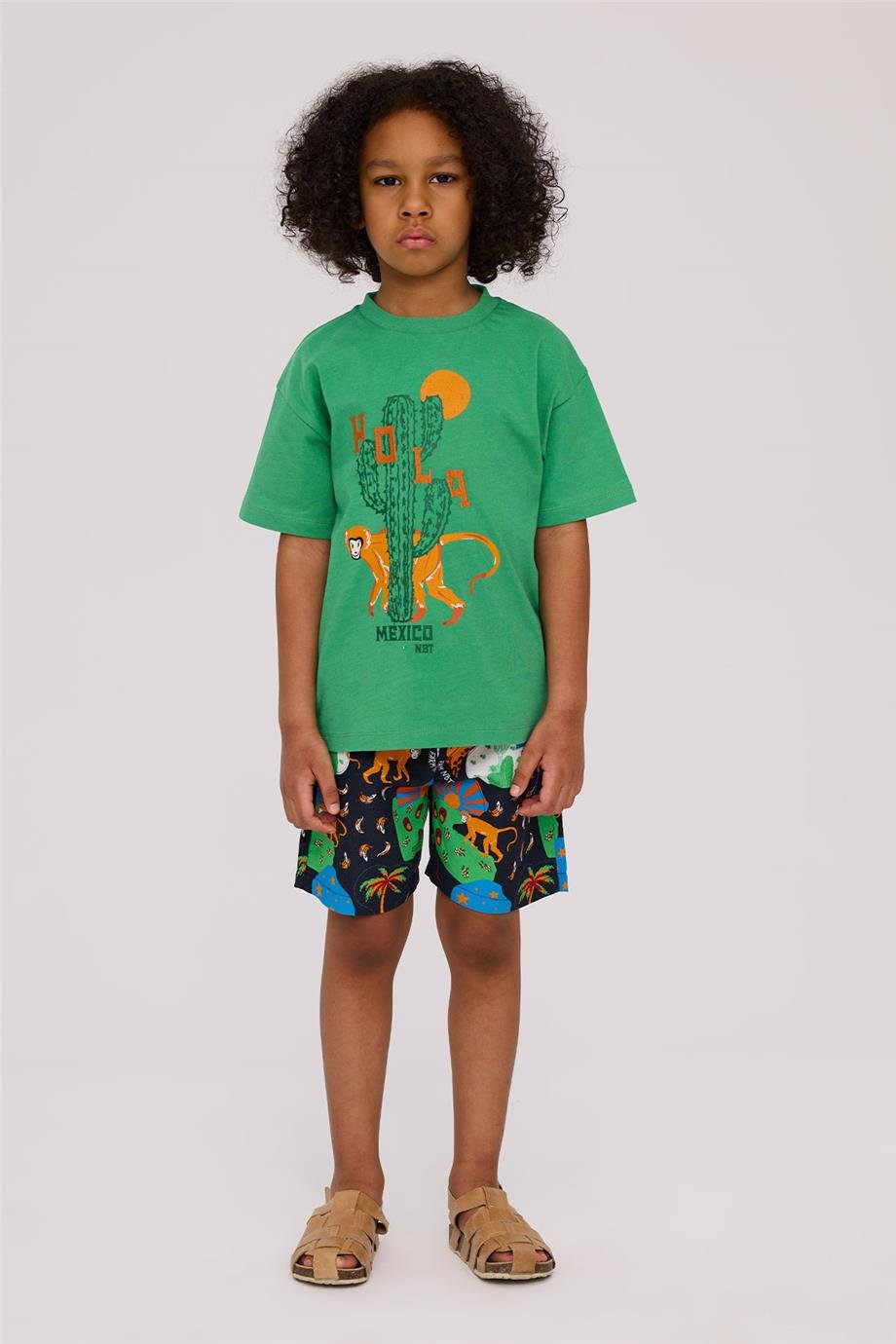 Nebbati Erkek Çocuk Hola Mexico Yeşil Tshirt