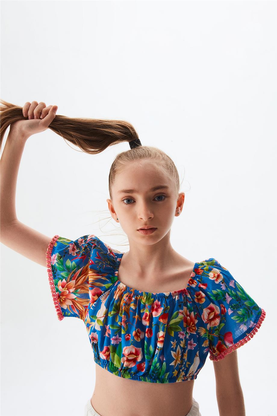 Swatsky Kız Çocuk Desenli Crop Top