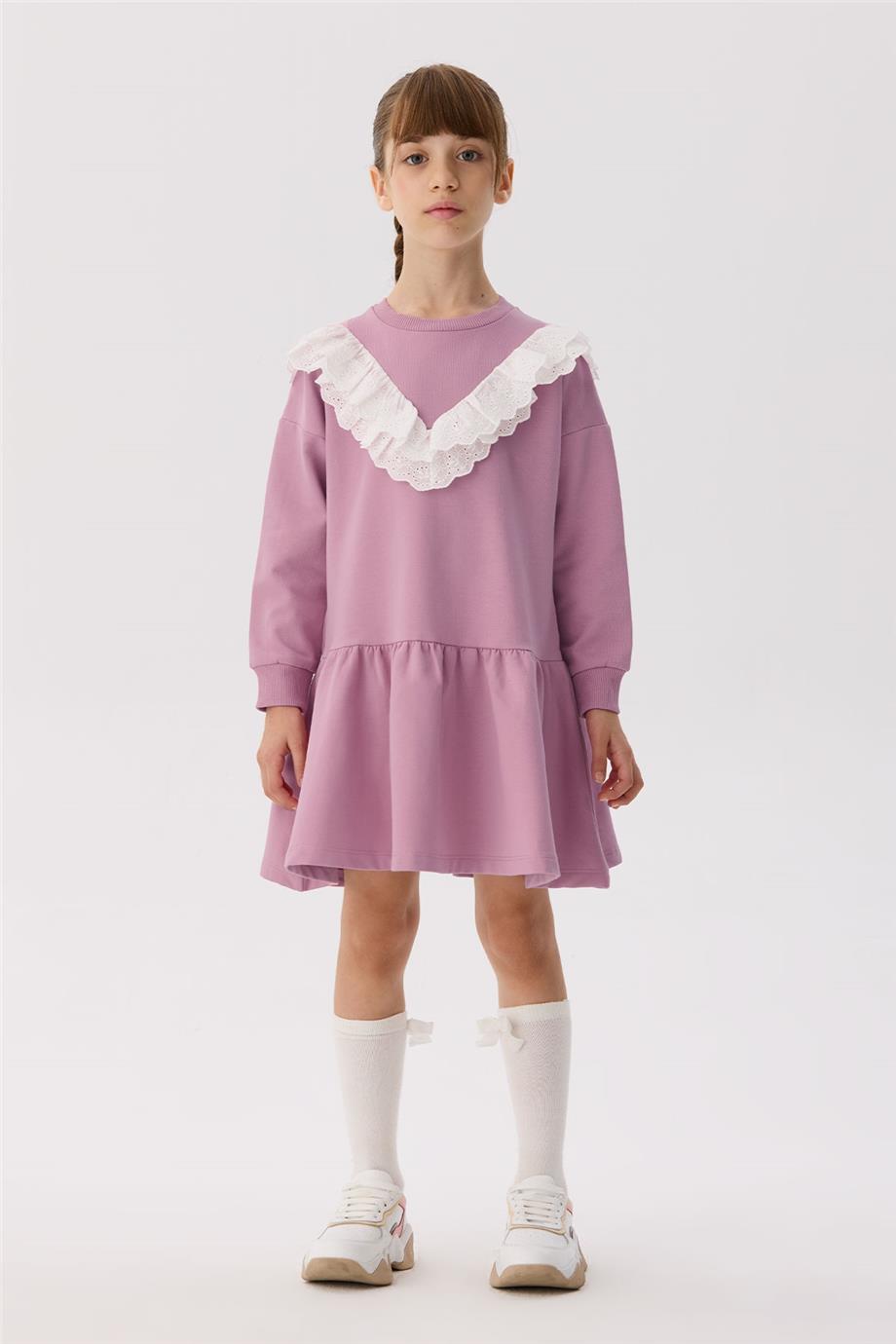 Tyess Basic Kız Çocuk Pembe Elbise