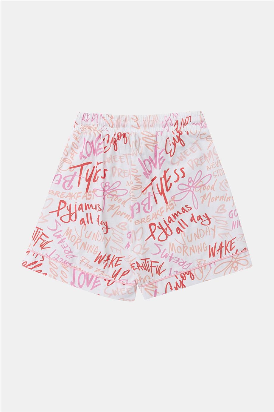 Tyess Kız Çocuk Beyaz Pijama Takım