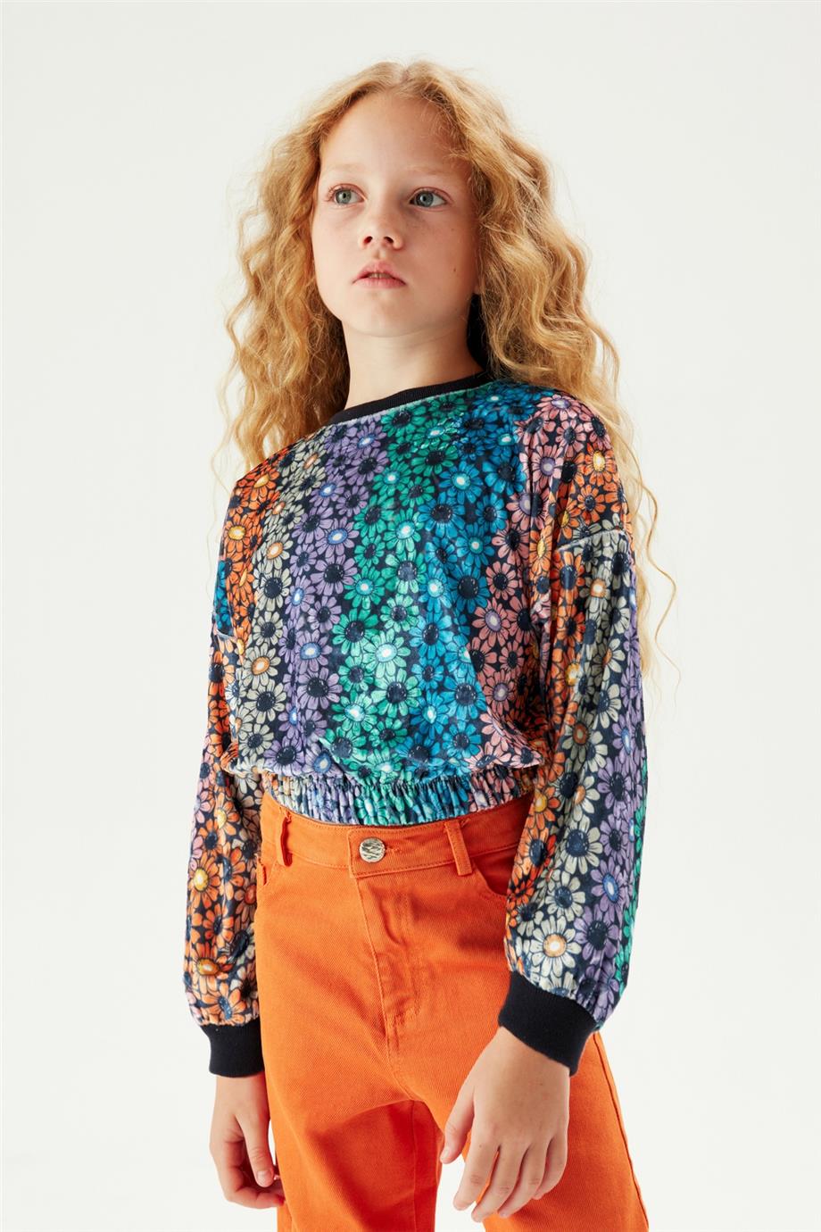 Tyess Kız Çocuk Desenli Sweatshirt