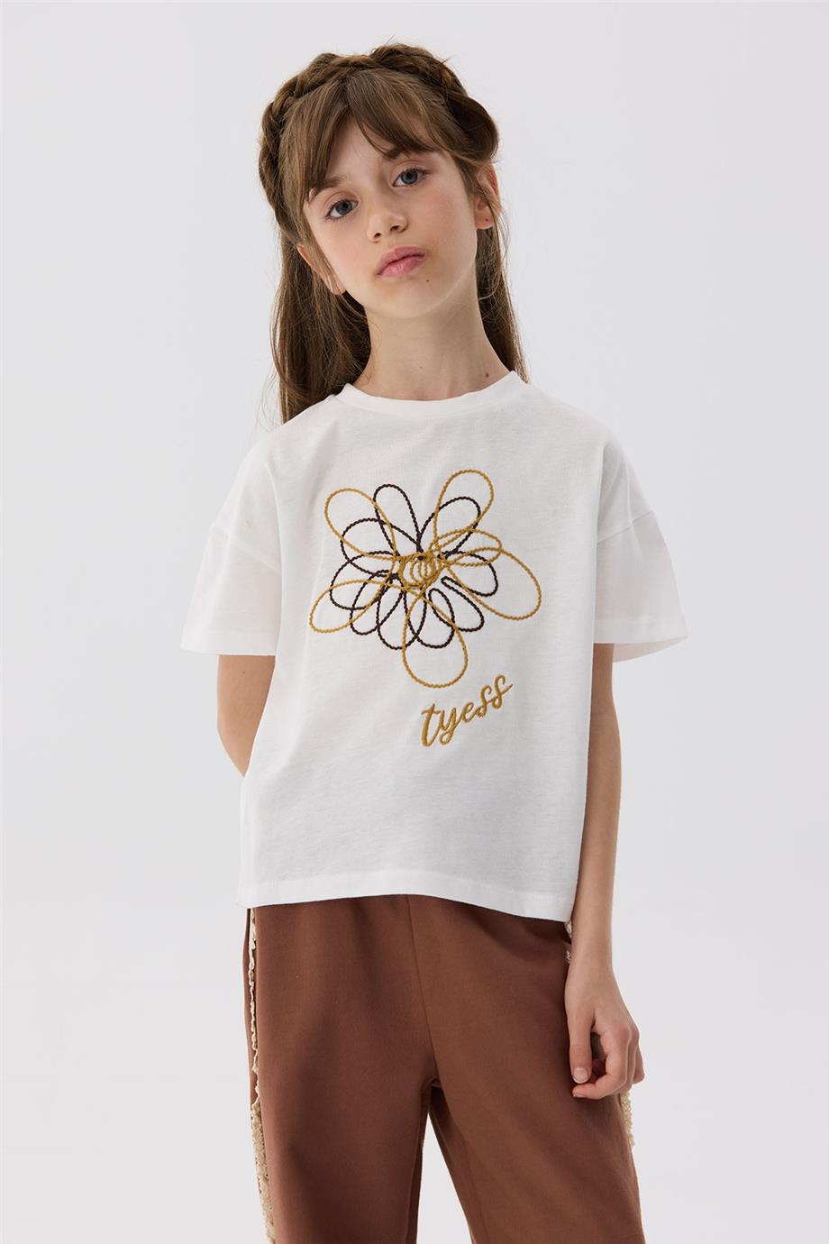 Tyess Kız Çocuk Ekru T-Shirt